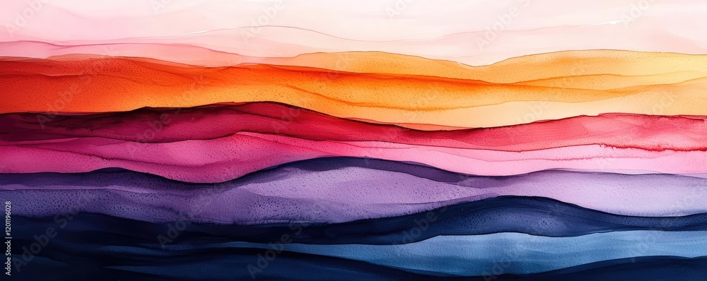Poster dry watercolor concept. vibrant abstract landscape with layers of color creating a serene visual exp