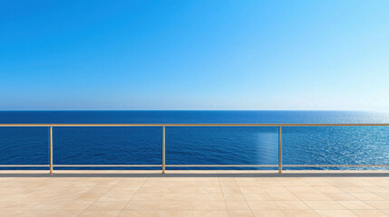 Obraz premium Modern Observation Deck with Stunning Blue Ocean View Under Clear Sky