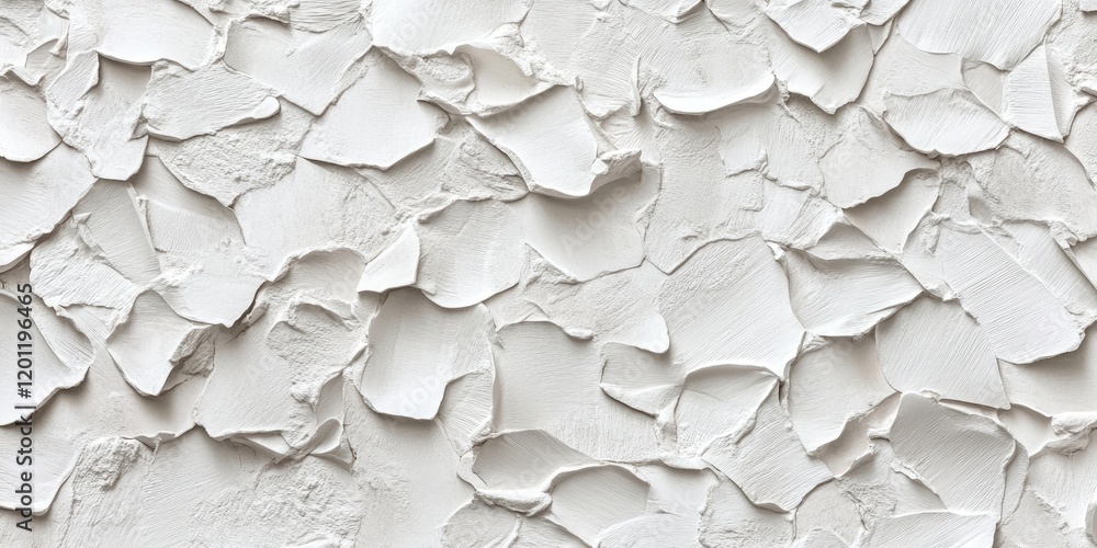 Poster textured gypsum chip background in various shades of white with layered irregular pieces creating a 