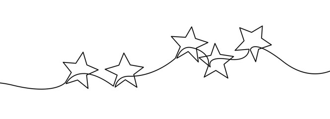 Continuous Line Drawing of Star Group. Holiday Symbol Continuous One Line Drawing of Stars Vector Simple Linear Illustration