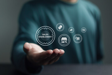 Sales Enablement concept, Business marketing technology, Strategic sales promotion to increase...