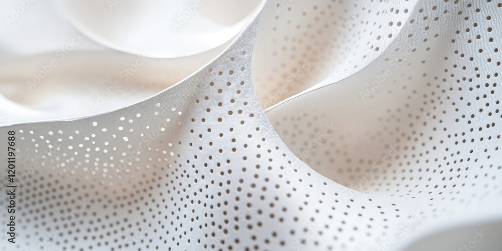 Poster elegant white perforated paper texture resembling soft canvas with subtle embossed design, illuminat