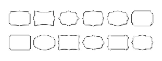 Vintage frame set design. Decorative border label. Badge banner ornament. Vector illustration