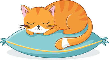 Cute orange cat sleeping clipart for kids Cartoon cat character vector design, or animals flat design.