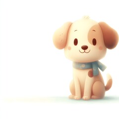 Obraz premium Whimsical Claymation Illustration of a Smiling Dog in Pastel Colors on a Soft White Background