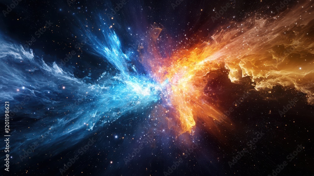 Poster dynamic digital data flow visualization abstract space graphic representation enigmatic environment 