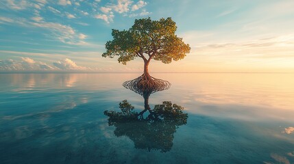Sunrise Tree Reflection