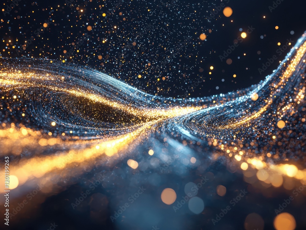 Poster dynamic digital data visualization abstract space colorful streams and particles vibrant environment