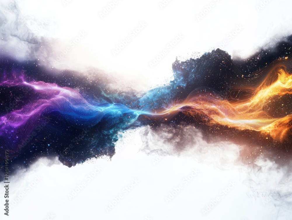 Poster dynamic flow of digital data streams abstract space visual artwork colorful environment artistic per