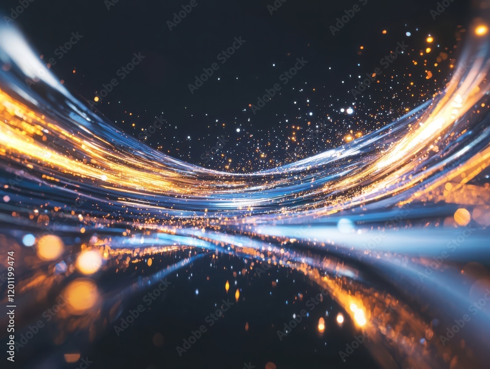 Poster dynamic flow of colorful digital data streams in abstract space stunning visual representation techn