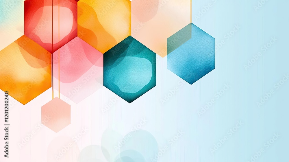 Aufkleber hexagonal watercolor concept. abstract colorful hexagonal shapes on a soft background for creative d
