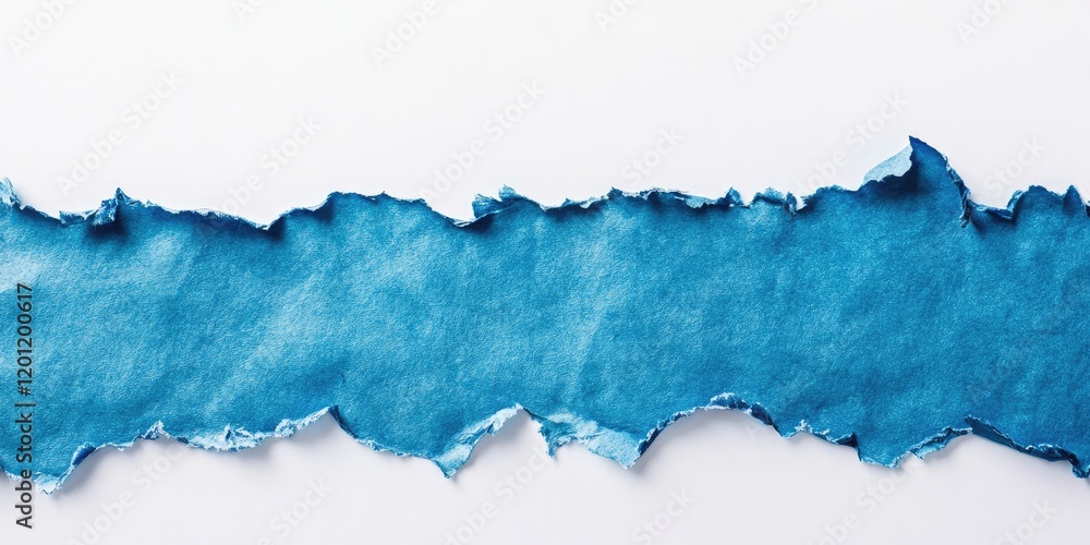 Poster torn blue fiber paper texture on white background with irregular edges creating an academic theme id