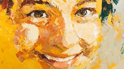 Happy. A woman with a big smile on her face