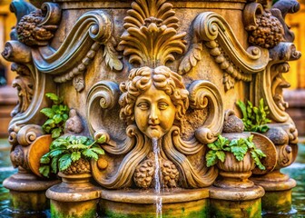 Fototapeta premium Latona Fountain Detail: Intricate Carving Macro Photography