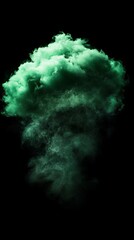Abstract Green Smoke Cloud on Black Background