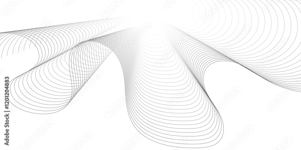 Poster abstract color smooth stripe dynamic wave line on a white stylized line art background. design eleme