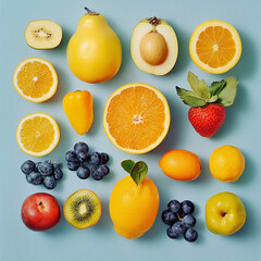 Naklejka premium Exotical Fruit Knolling, top view