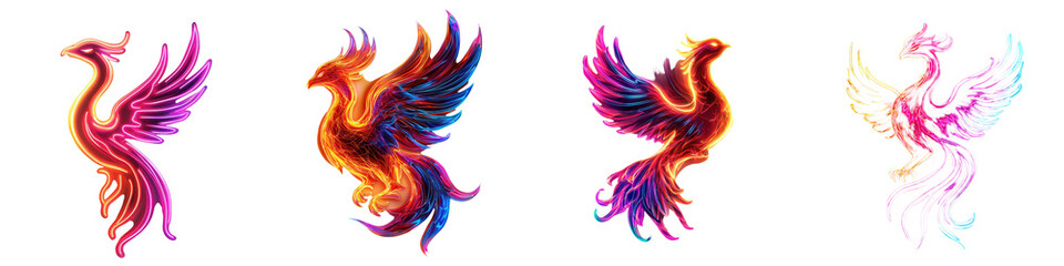 Fototapeta premium Vibrant Fiery of a Mythical Phoenix Bird with Majestic Colorful Feathers Symbolizing Transformation Rebirth and Creative Energy