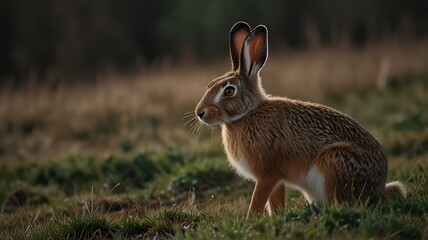 Fototapeta premium beautiful Jackrabbits - European hare, a mammal of the Leporidae family.