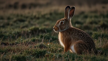 Fototapeta premium beautiful Jackrabbits - European hare, a mammal of the Leporidae family.