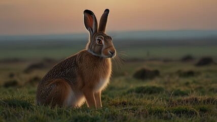Obraz premium beautiful Jackrabbits - European hare, a mammal of the Leporidae family.