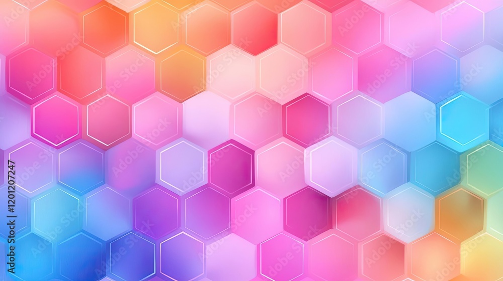 Poster hexagonal watercolor concept. colorful hexagonal pattern with gradients, perfect for modern design p