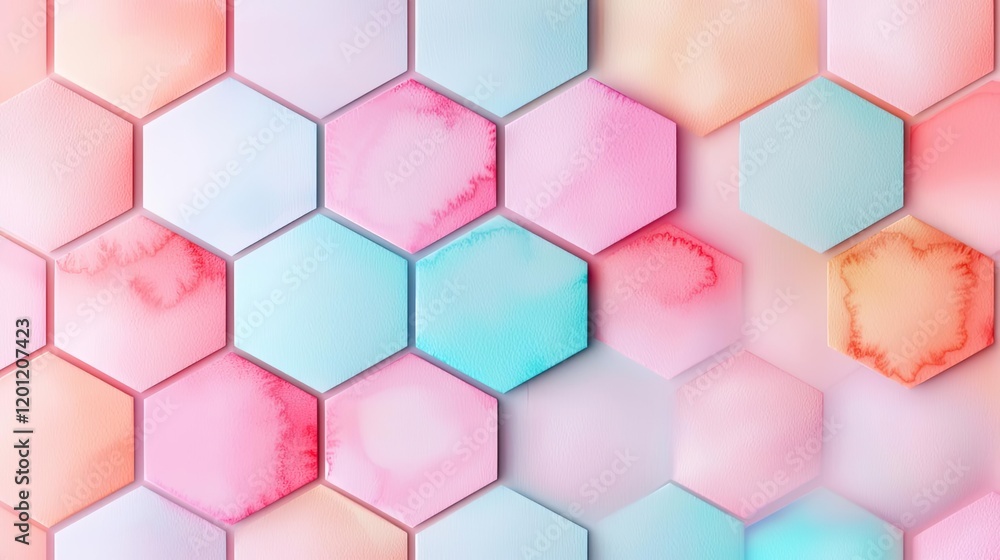 Poster hexagonal watercolor concept. a vibrant hexagonal pattern with pastel colors creating a modern desig