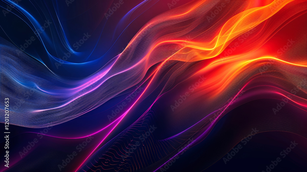Poster abstract background with colorful wavy lines