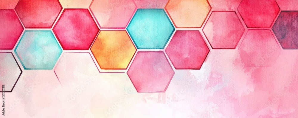 Poster hexagonal watercolor concept. colorful hexagonal pattern with a watercolor effect for any creative p