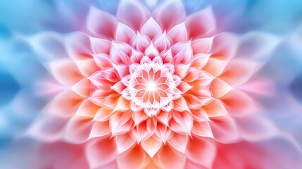 Mandala watercolor idea. A vibrant floral pattern with soft pink and blue hues, creating a soothing atmosphere.