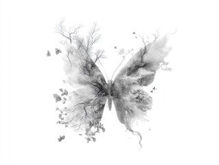 Obraz premium Artistic butterfly illustration with floral elements digital creation minimalist style abstract concept