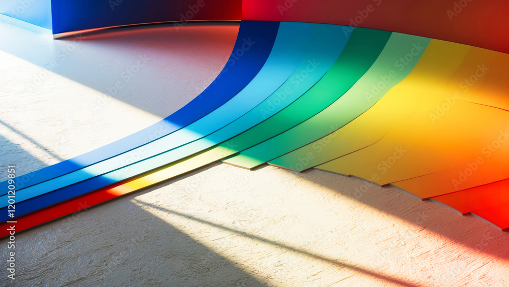 Wall mural abstract design with gradient colored shapes