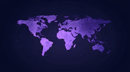 Glowing Purple World Map: A Digital Representation of Global Connectivity