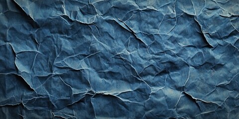 Fototapeta premium Textured vintage blue paper background with deep creases and a worn appearance showcasing aged characteristics and distinct color variations.
