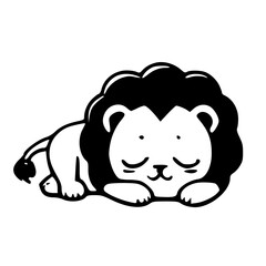 Cartoon of Lion, Black & White 