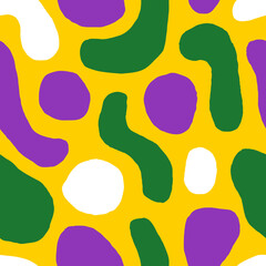 Bold Squiggles Seamless Pattern. Modern hand drawn party background with curvy abstract geometric shapes. Playful bold Mardi Gras Texture © Marina