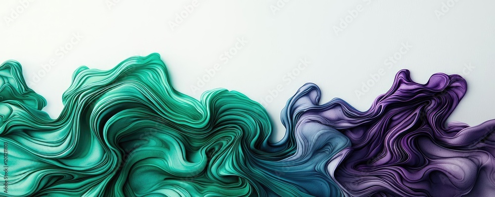 Canvas Prints Glazed watercolor idea. Vibrant abstract wave design in green and purple, perfect for modern backgrounds.