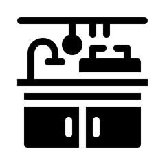 Kitchen cabinet glyph icon
