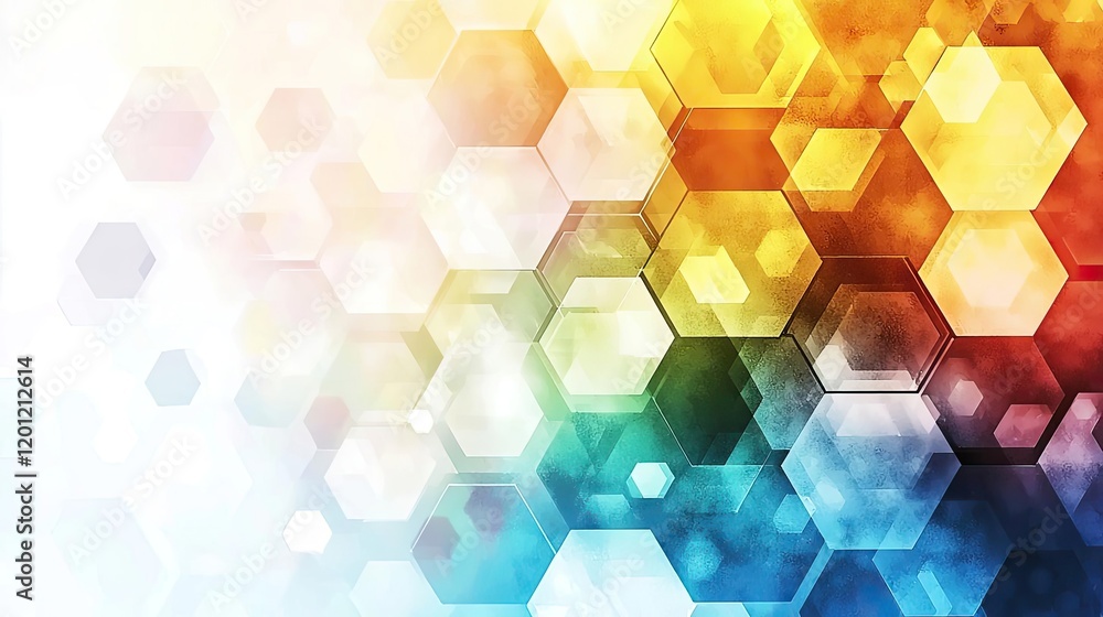 Poster hexagonal watercolor concept. vibrant hexagonal pattern with colorful effects and gradients for crea