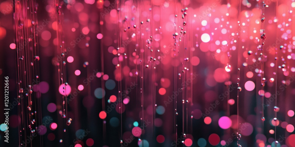 Poster abstract pink bokeh background with shimmering droplets, creating a dreamy and vibrant atmosphere, p
