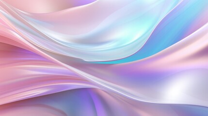 Fototapeta premium Swirling holographic waves in pastel shades, surrounded by a modern white frame