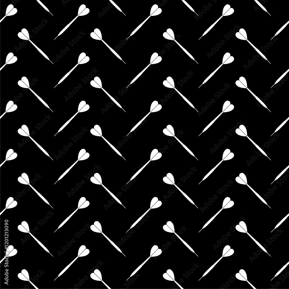 Poster dart arrow icon isolated seamless pattern on black background