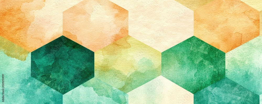 Poster hexagonal watercolor concept. abstract watercolor hexagonal pattern with soft colors and textures fo