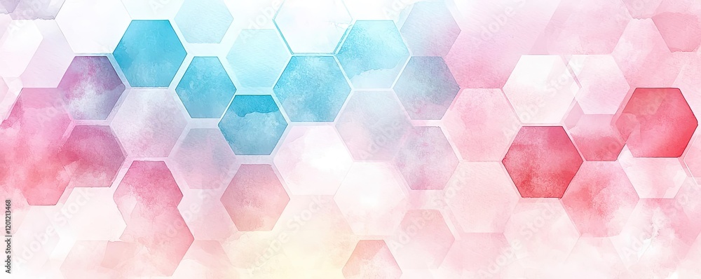 Poster hexagonal watercolor concept. colorful hexagonal patterns create a vibrant, abstract background for 