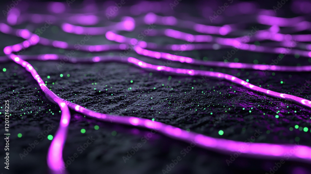 Aufkleber fluid abstract lines of bioluminescent light in a dark background with a glowing effect
