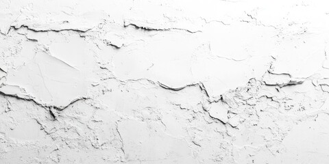 Obraz premium Abstract white textured wall with subtle cracks and uneven surface provides ample blank space for text on the right side, minimalist design.