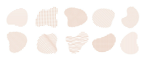 Abstract freeform collection. Set of beige amoeba. Modern figure for design and print. Vector illustrations isolated on white background.