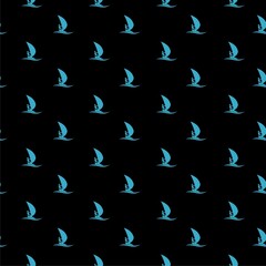 Fototapeta premium Windsurfing icon pattern seamless isolated on black background