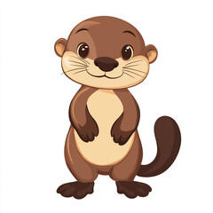 A cute, cartoon-style otter standing upright with a friendly expression. The otter has a brown body with a lighter beige belly and face.
