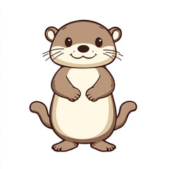 A cute, cartoon-style otter standing upright with a friendly expression. The otter has a brown body with a lighter beige belly and face.
